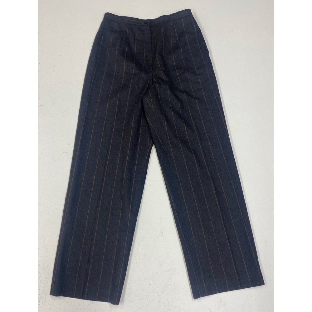 VTG Talbots Petite Stretch pleated wool flannel stripe lined Straight dress pant